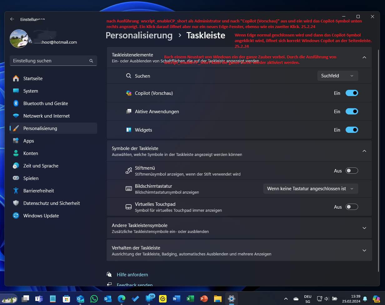 Missing Copilot shortcut on the taskbar | Microsoft Community Hub